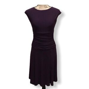 American Living Eggplant Purple Midi Dress with Waist Ruching Sz. 16
